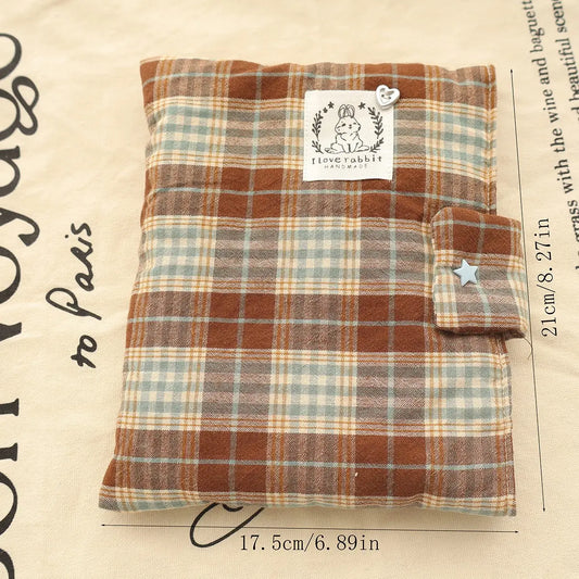 Vintage Blue Plaid Handmade Rabbit Book Cover, Soft Shockproof Book Protector, Reading Accessories, Desk Supplies, Office Accessory, Aesthetic Desk Accessories, Book Lovers' Gear, Cute Accessories Desk