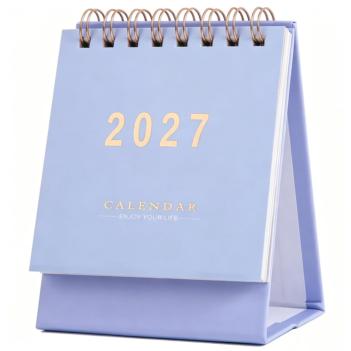 Mini Desk Calendar 2026-2027 - Runs From July 2026 to Dec 2027 Monthy Small Desktop Calendar 250gsm Thick Paper Twin-Wire Binding for Home or Office (Purple)