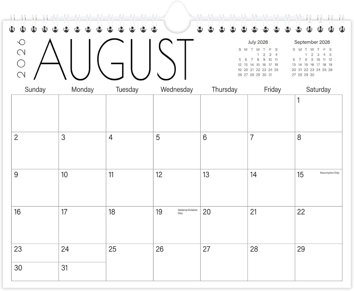 Calendar 2026-2027 - 17 Months Wall Calendar from September 2026 to December 2027, 11'' x 8.5'' Calendar 2026-2027 with Holiday Marked, Premium Paper for Organizing, Black Large Word
