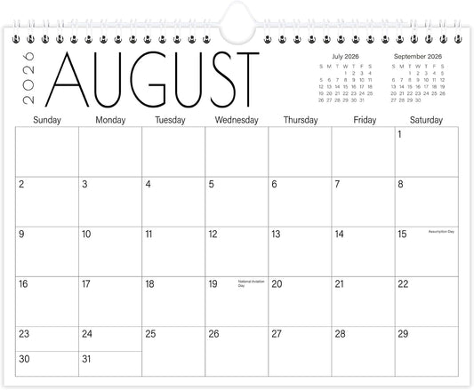 Calendar 2026-2027 - 17 Months Wall Calendar from September 2026 to December 2027, 11'' x 8.5'' Calendar 2026-2027 with Holiday Marked, Premium Paper for Organizing, Black Large Word