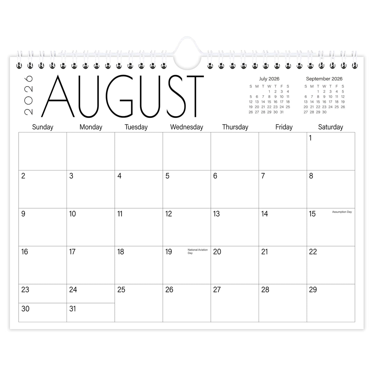 Calendar 2026-2027 - 17 Months Wall Calendar from September 2026 to December 2027, 11'' x 8.5'' Calendar 2026-2027 with Holiday Marked, Premium Paper for Organizing, Black Large Word