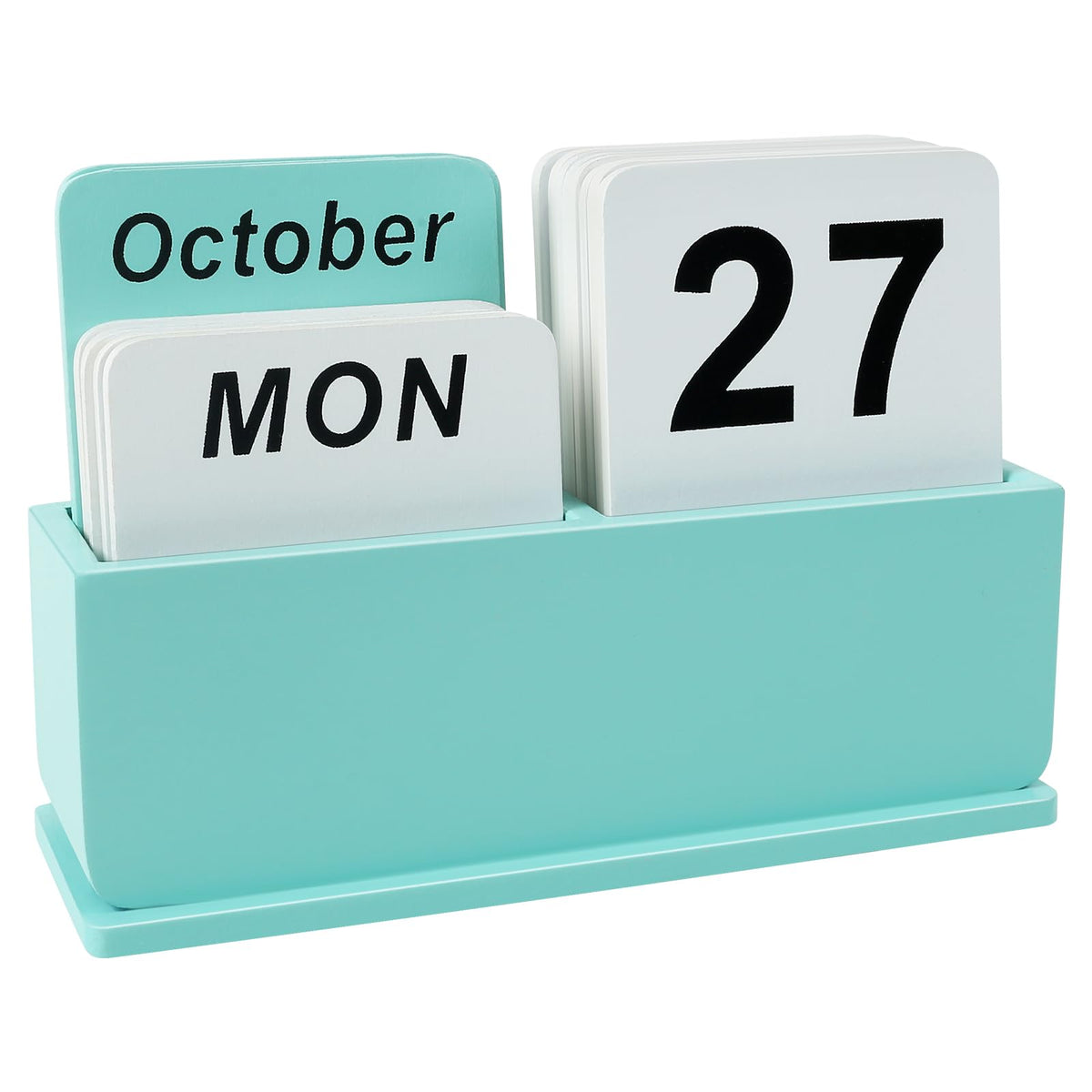 Wooden Block Perpetual Calendar for Desk, Daily Desktop Standing Flip Calendar with Large Display, Modern Farmhouse Aesthetic Desk Accessory for Home Office Decor, Reusable Yearly, Wood Grain