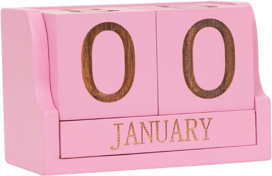 Wooden Perpetual Calendar,Desk Calendar Block,Office Desk Decor Accessories