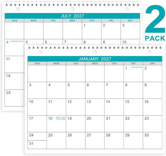 2027 Wall Calendar - 2 Pack Monthly Wall and Desk Calendars, 11"x 8.5"