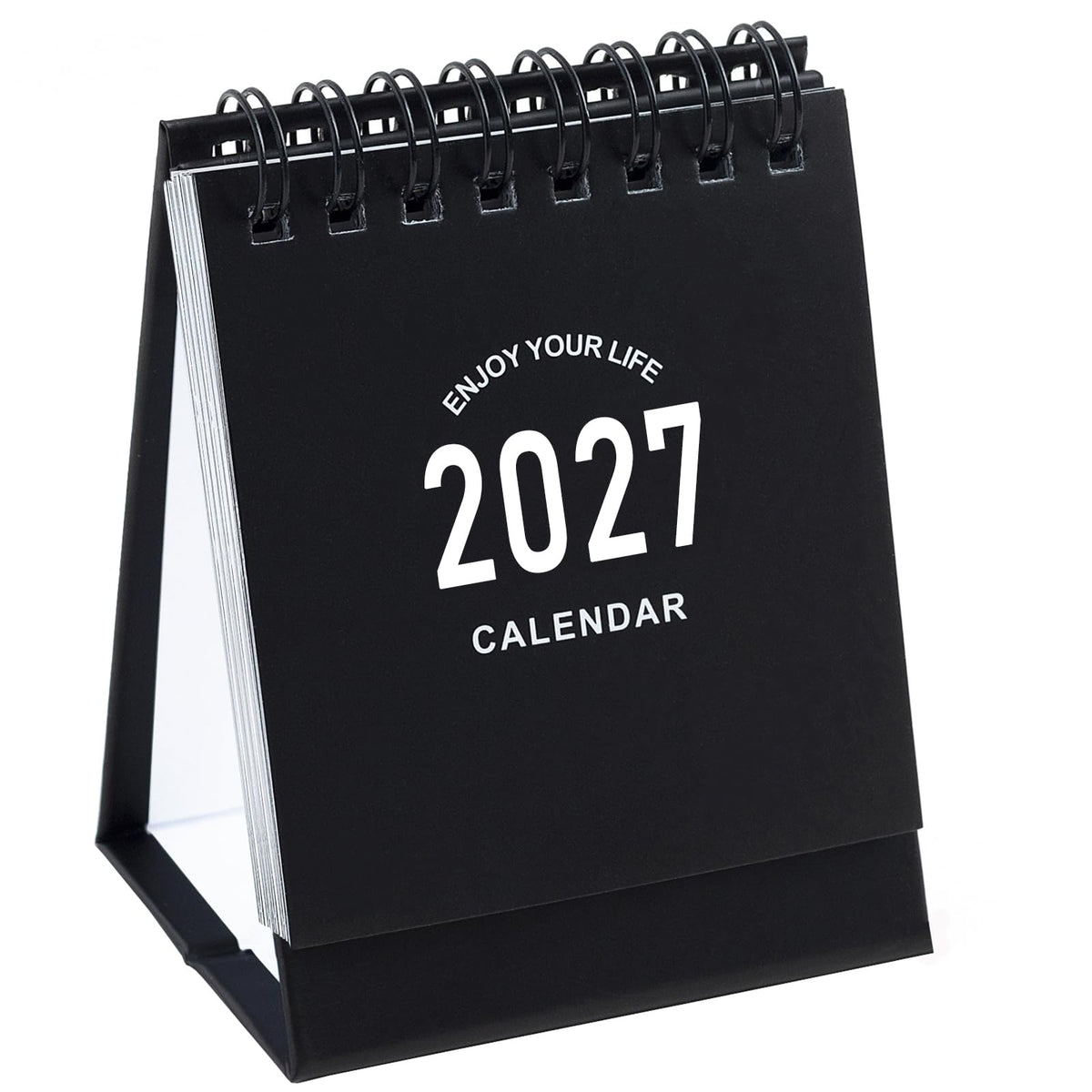Mini Desk Calendar 2027-2028 - Jan 2027 to June 2028 Small Desktop Calendar Mini Daily Schedule Thick Paper Twin-Wire Binding with Stickers for Home Office School (Mini Pink)