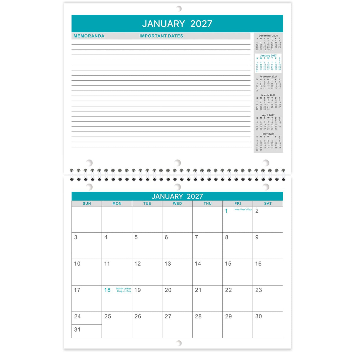 Calendar 2027, 12 Months from January 2027 to December 2027