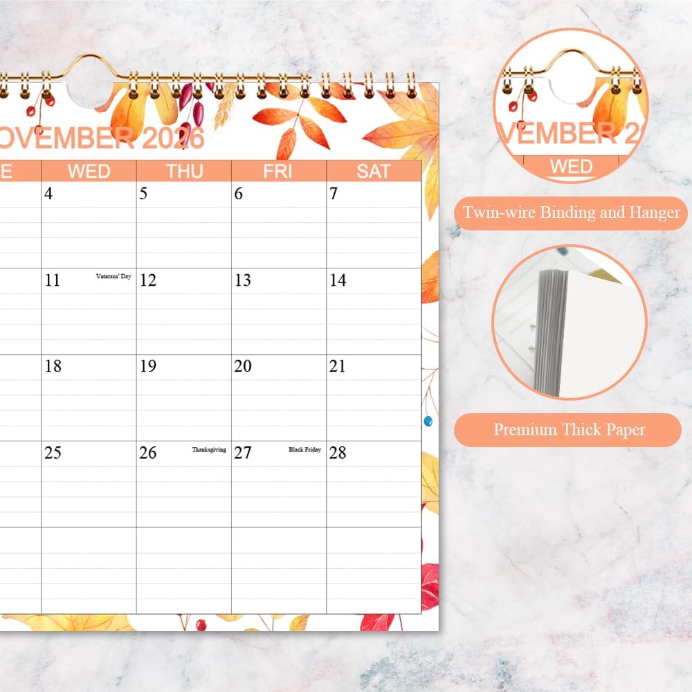 Calendar 2026-2027 - Wall Calendar from Apr 2026 to Jun 2027- Monthly Calendar with 140gsm Thick Paper for Planning and Organizing for Home or Office, 8.5 x 11 In Wall Calendar 2026-2027