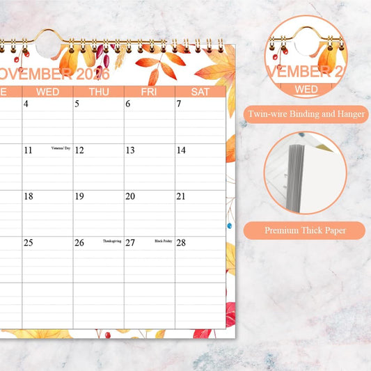 Calendar 2026-2027 - Wall Calendar from Apr 2026 to Jun 2027- Monthly Calendar with 140gsm Thick Paper for Planning and Organizing for Home or Office, 8.5 x 11 In Wall Calendar 2026-2027