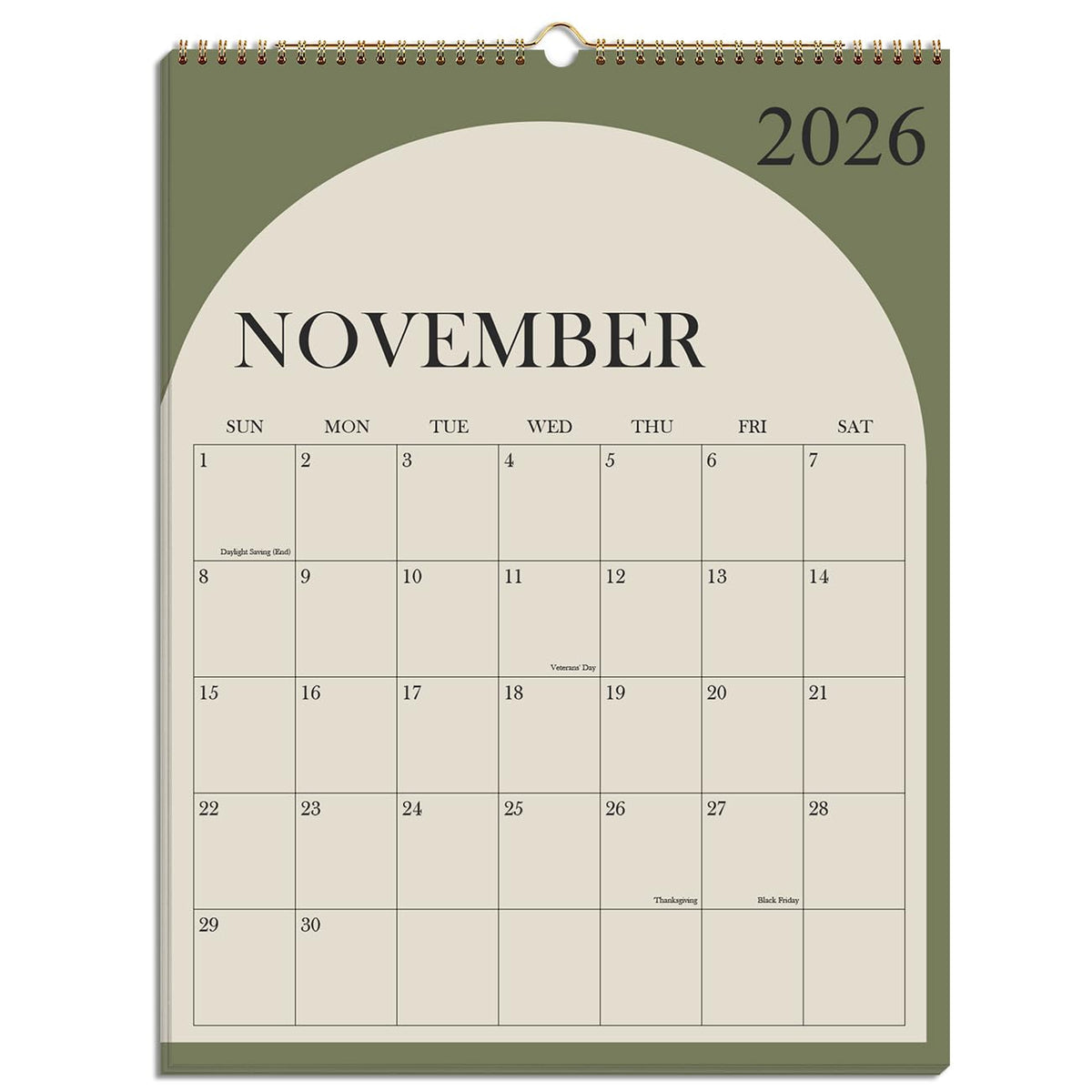 Calendar 2026-27 - Calendar 2026-2027 from July 2026 to December 2027, Spiral Binding Hanging Wall Calendar 2026 for Home/Office, 8.5" x 11", Black