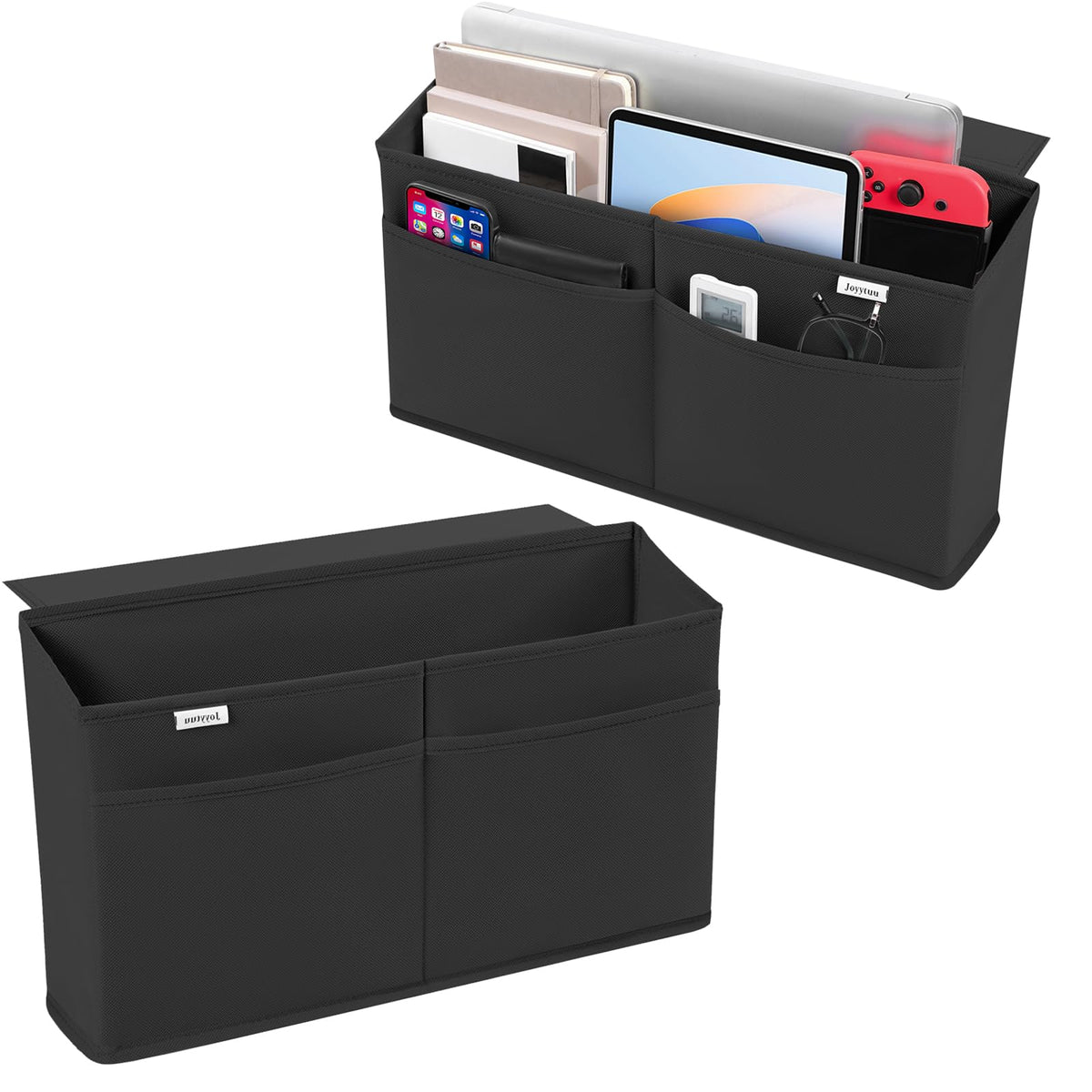 Desk Side Hanging Organizer, Adhesive Storage Bag with Pockets for Magazine Ipad Notebook, for End Tables Home Office Desks Computer Workstations Dressing Table, Grey
