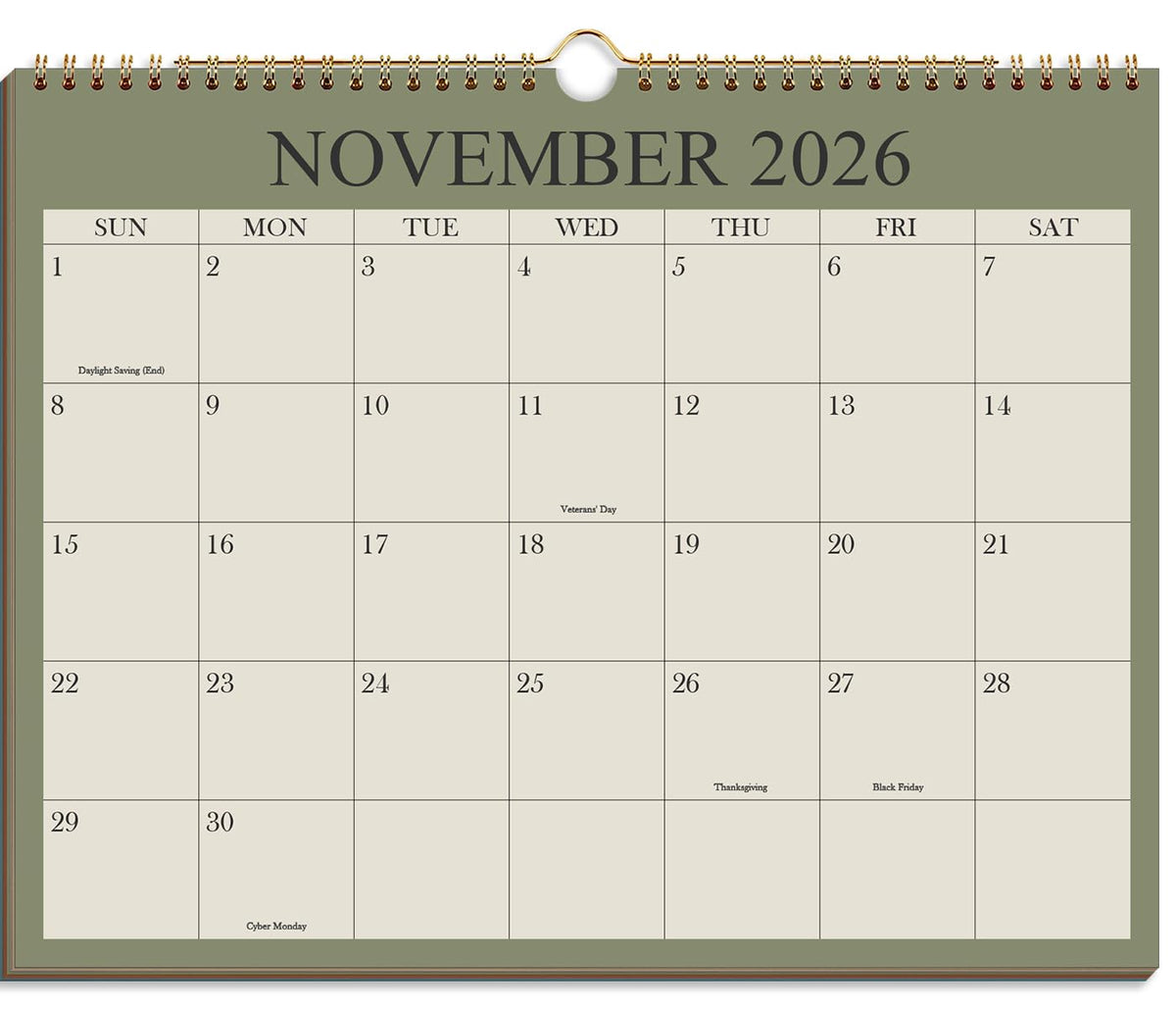 Calendar 2026-27 - Calendar 2026-2027 from July 2026 to December 2027, Spiral Binding Hanging Wall Calendar 2026 for Home/Office, 8.5" x 11", Black