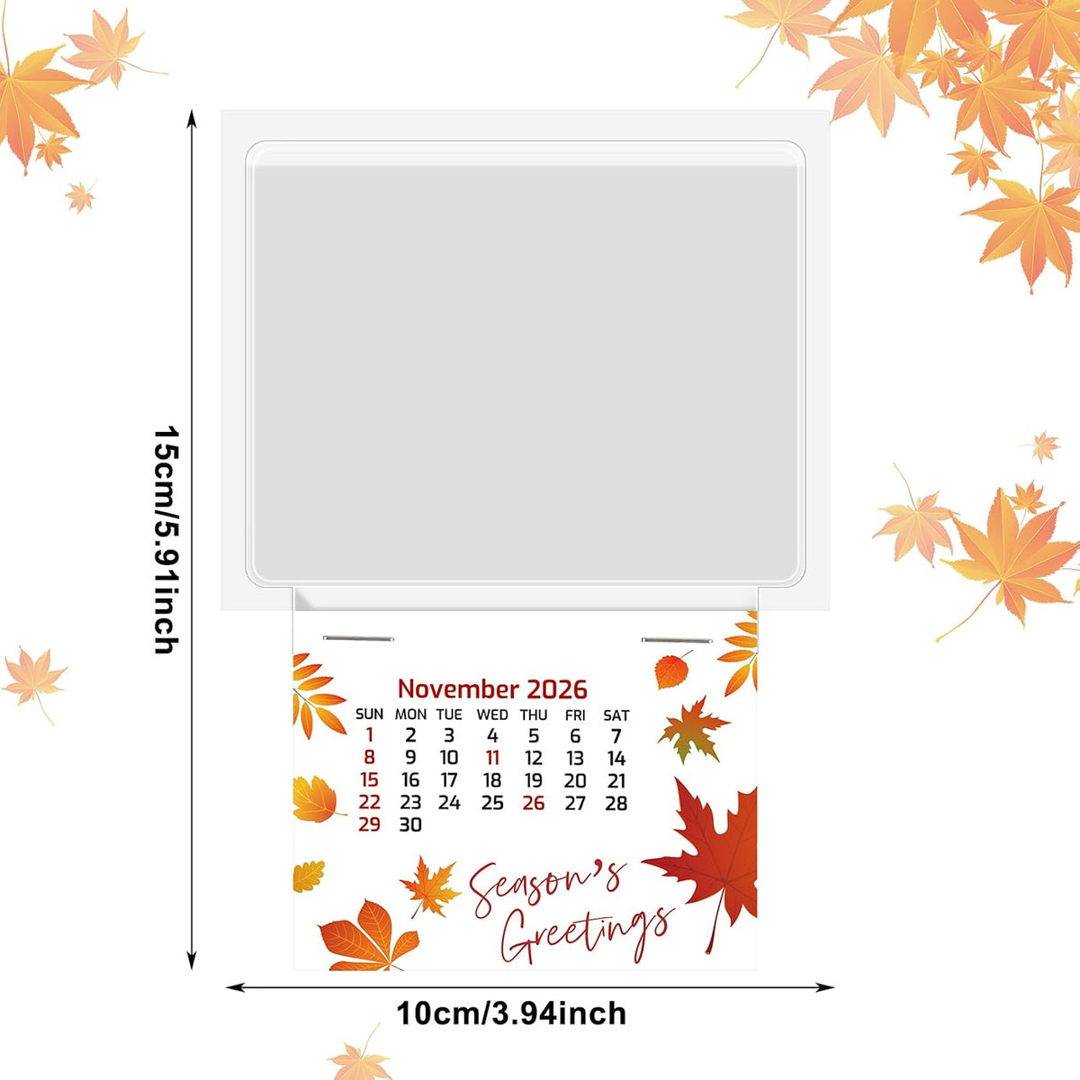 Glenmal 5 Pcs 2027 Peel and Stick Calendar 2-in-1 Car Wall Calendar
