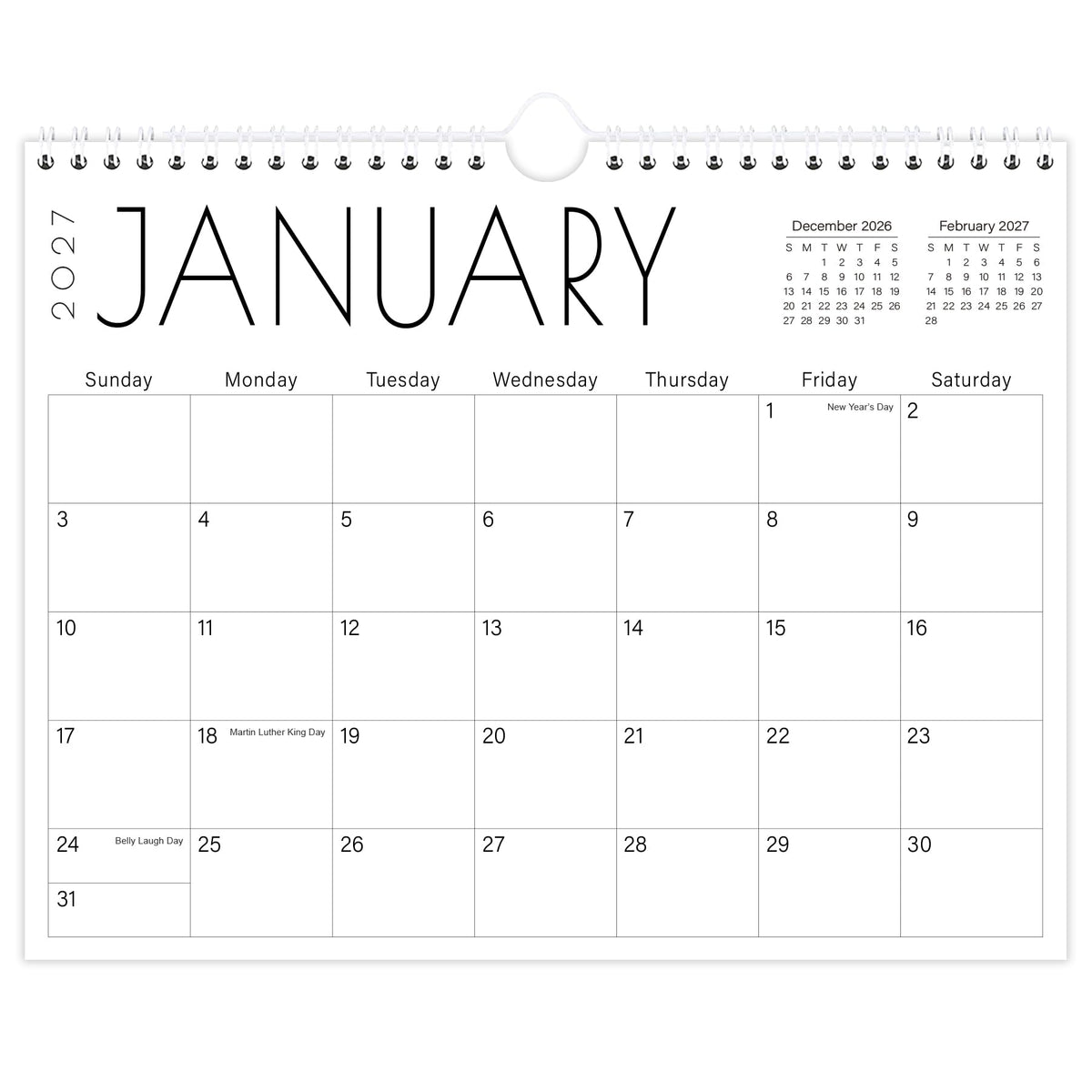 Calendar 2026-2027 - 17 Months Wall Calendar from September 2026 to December 2027, 11'' x 8.5'' Calendar 2026-2027 with Holiday Marked, Premium Paper for Organizing, Black Large Word