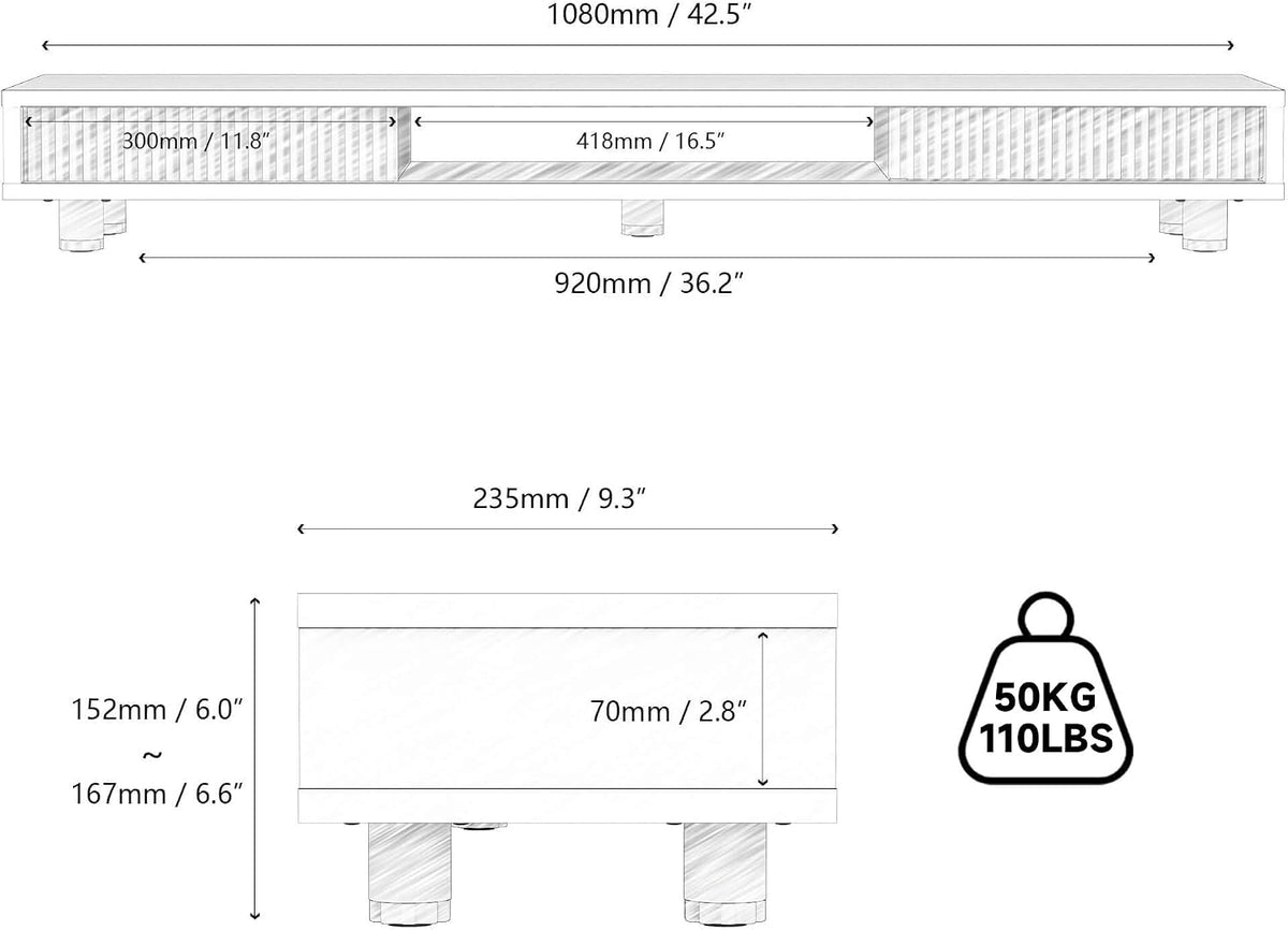 Fenge Dual Monitor Stand with Storage, Desk Shelf with Glass Sliding Door