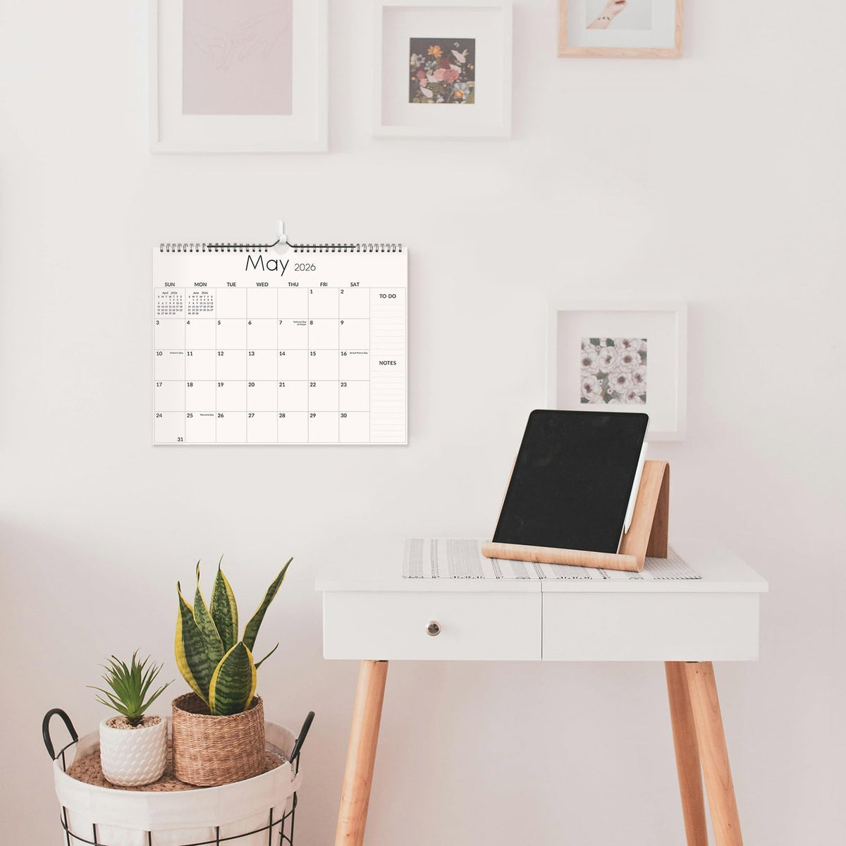 SKYDUE Wall Calendar 2026-2027, Apr. 2026 to Dec. 2027, 21 Months 2026-2027 Wall Calendar with Planner Stickers, 14.5" x 11", Black