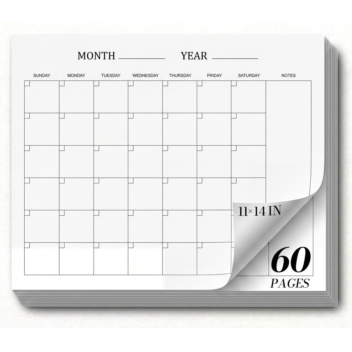 Gueevin 2026 Undated Monthly Blank Calendar Sheet 8.5"x11" Classic White
