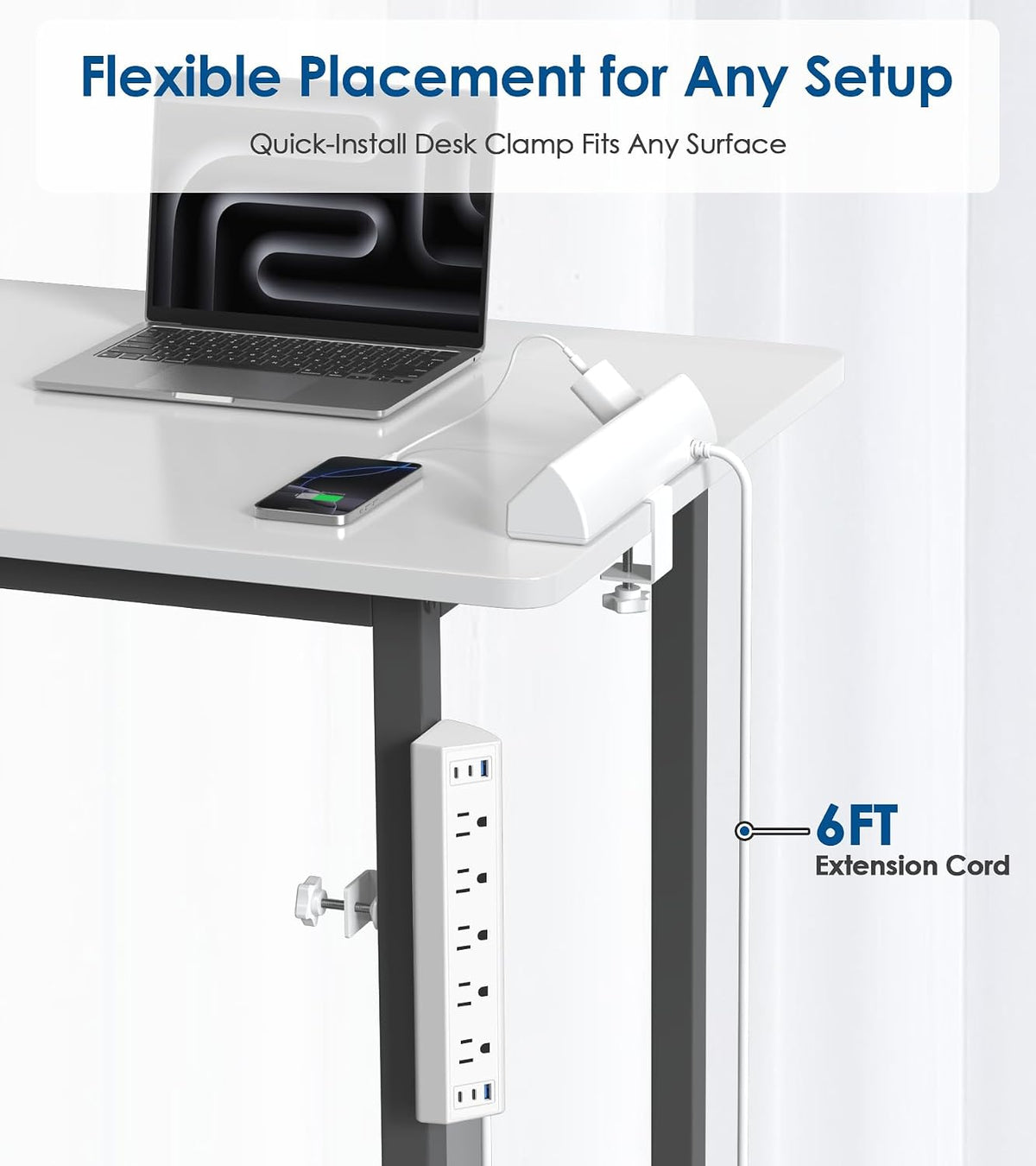 Jgstkcity Desk Clamp Power Strip USB C,Table Surge Protector