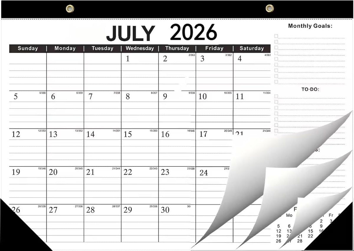 Kyweel 2026-2027 Desk Calendar, 12 Month Desk Calendar/Wall Calendar Combo, 17" x 12", July 2026-June 2027, Highlight Holidays, Planning Calendar, Thick Paper
