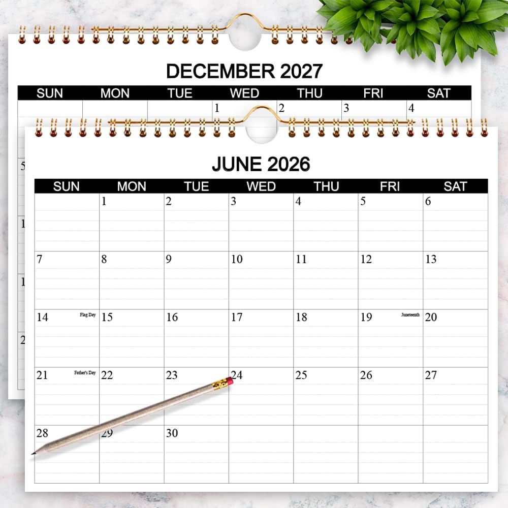 Calendar 2026-2027 - Wall Calendar 2026-2027 Runs from July 2026 to December 2027, 18 Months Calendar with Thick Paper for Planning at Home or Office, 8.5 x 11 Inch, Black