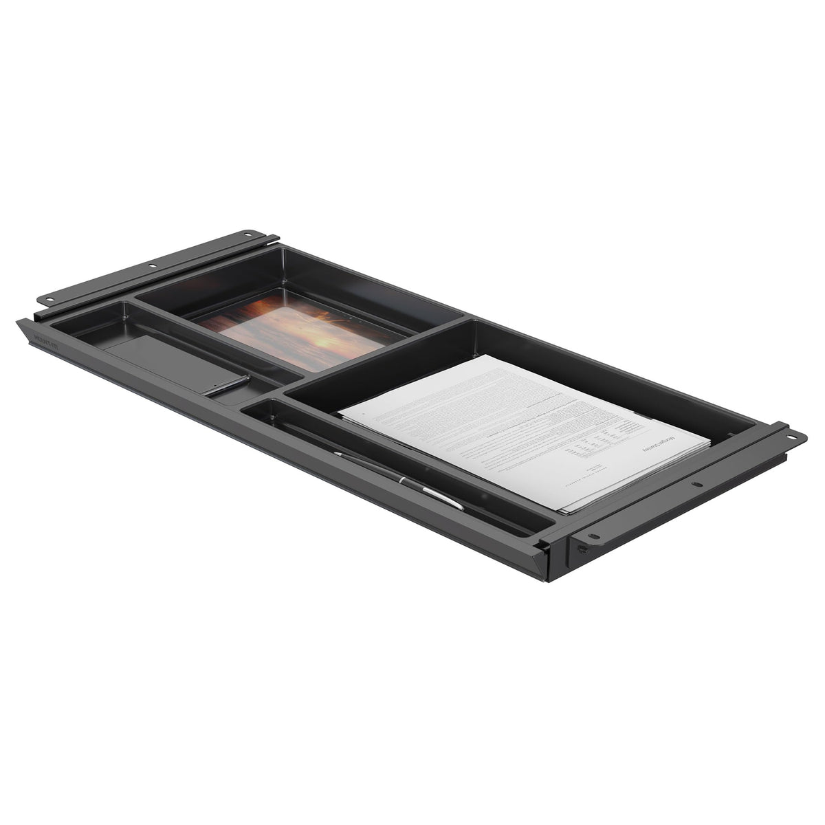 Mount-It! Deep Under Desk Storage Drawer, 4 Compartments, 25.8 in W, Black