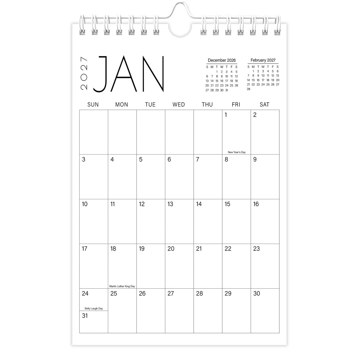 Calendar 2026-2027 - 17 Months Wall Calendar from September 2026 to December 2027, 11'' x 8.5'' Calendar 2026-2027 with Holiday Marked, Premium Paper for Organizing, Black Large Word