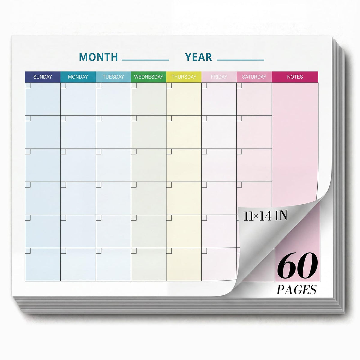 Gueevin 2026 Undated Monthly Blank Calendar Sheet 8.5"x11" Classic White