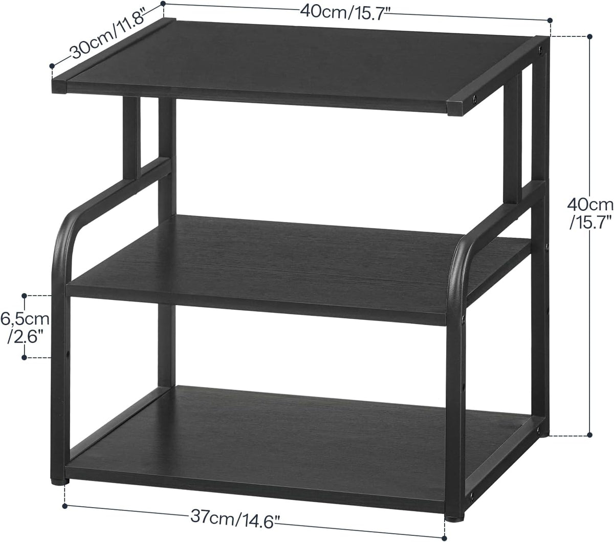 HOOBRO Printer Stand, 3-Tier Desktop Printer Table, Under Desk Printer Storage Office Organizer, Storage Rack with Adjustable Shelf, for Home Office, Kitchen, Living Room, Black BB06PS01