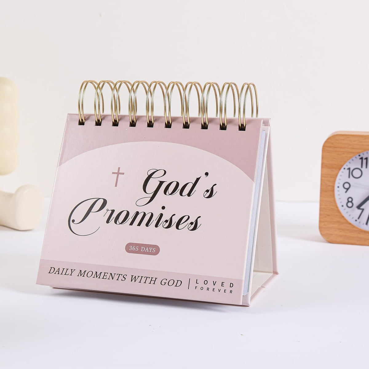 365-Day Inspirational Desk Calendar for Women - Large Coil Bound Motivational Desktop Decorations Calendar with Daily Affirmations - Cute Positive Office Desk Decor Gifts for Women (Beige)