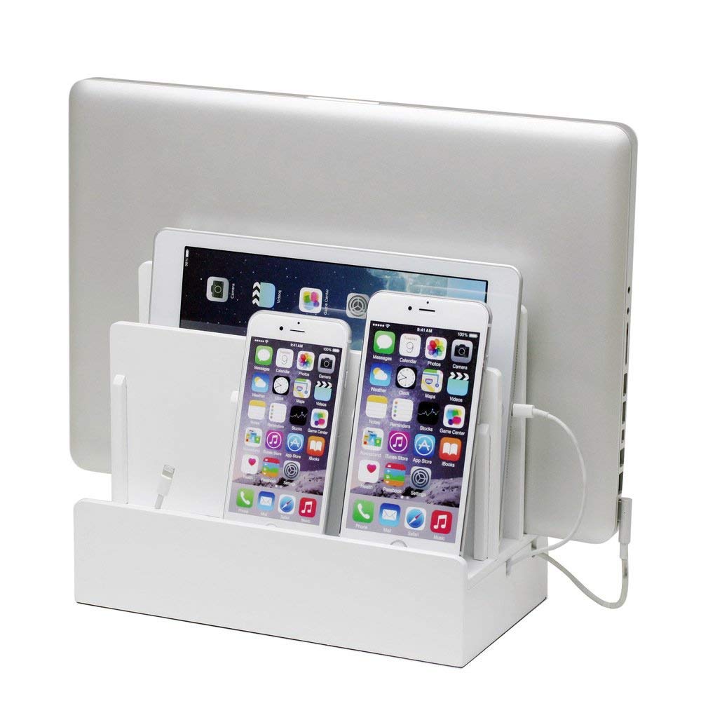 G.U.S. The Original Multi Charging Station | Home Office Desktop Charging Station for Multiple Devices | for Laptops, Tablets, Smart Phone | Phone Holder, Station Dock & Organizer - Walnut