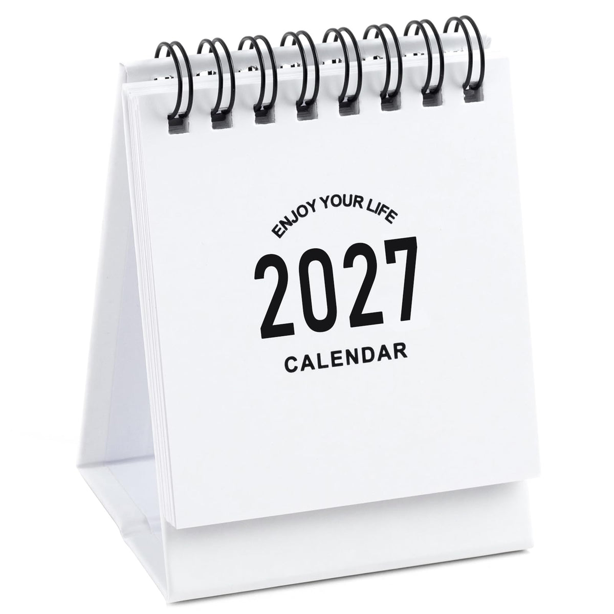 Mini Desk Calendar 2027-2028 - Jan 2027 to June 2028 Small Desktop Calendar Mini Daily Schedule Thick Paper Twin-Wire Binding with Stickers for Home Office School (Mini Pink)