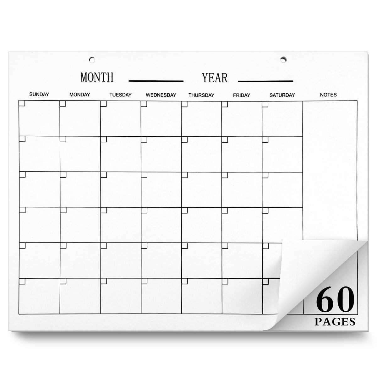 Gueevin 2026 Undated Monthly Blank Calendar Sheet 8.5"x11" Classic White