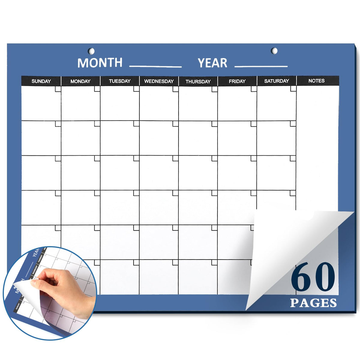Gueevin 2026 Undated Monthly Blank Calendar Sheet 8.5"x11" Classic White