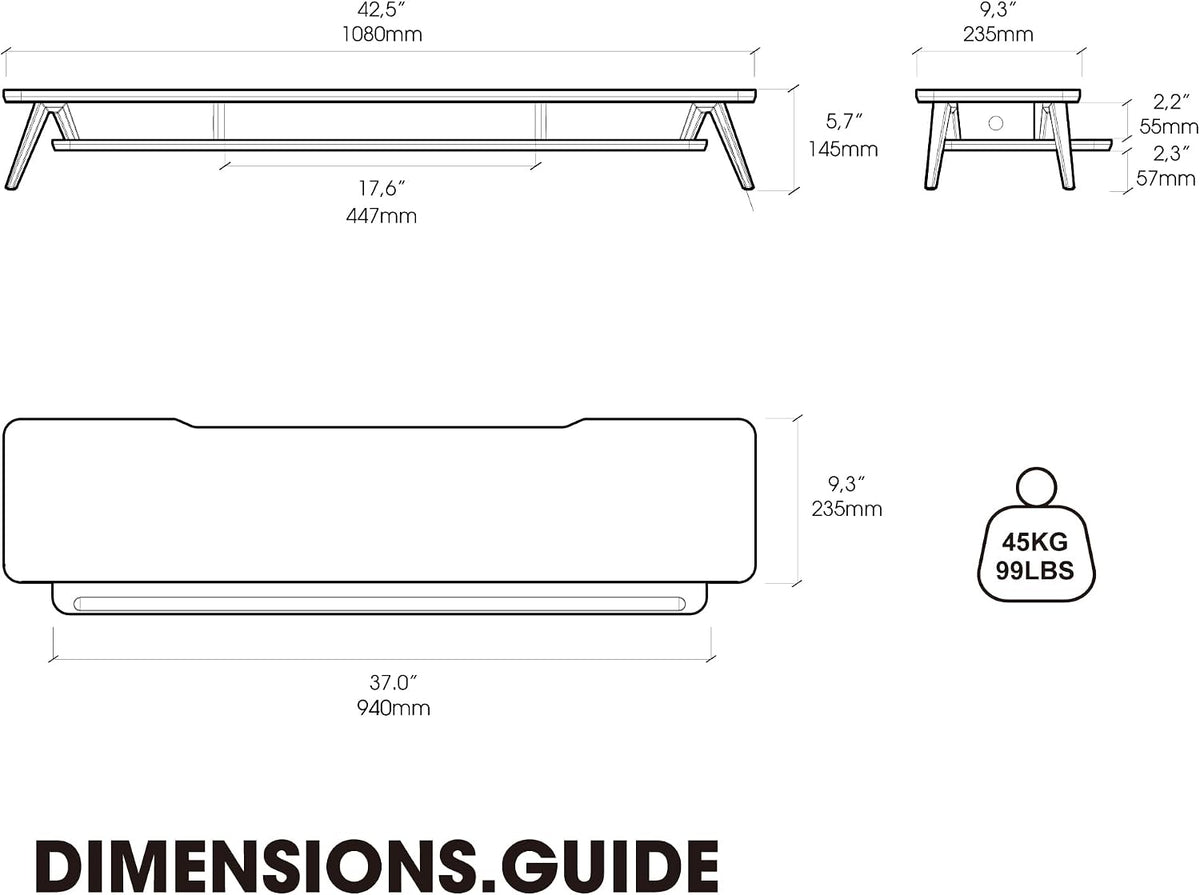 Fenge Dual Monitor Stand Riser, Wooden Desk Shelf with 2-Tier Storage