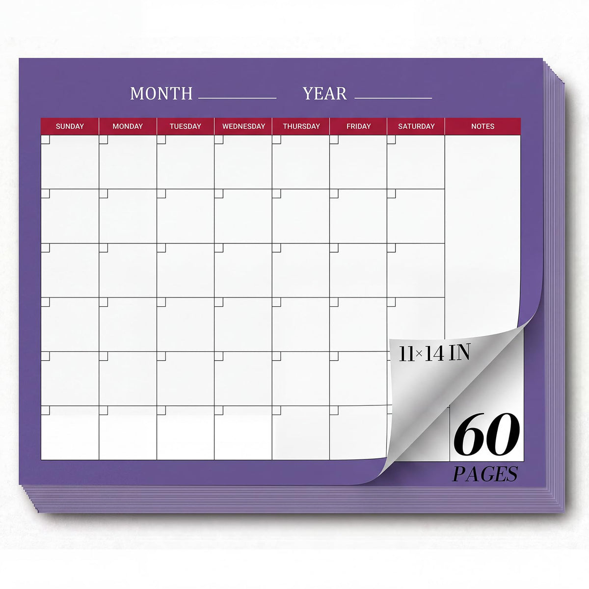 Gueevin 2026 Undated Monthly Blank Calendar Sheet 8.5"x11" Classic White