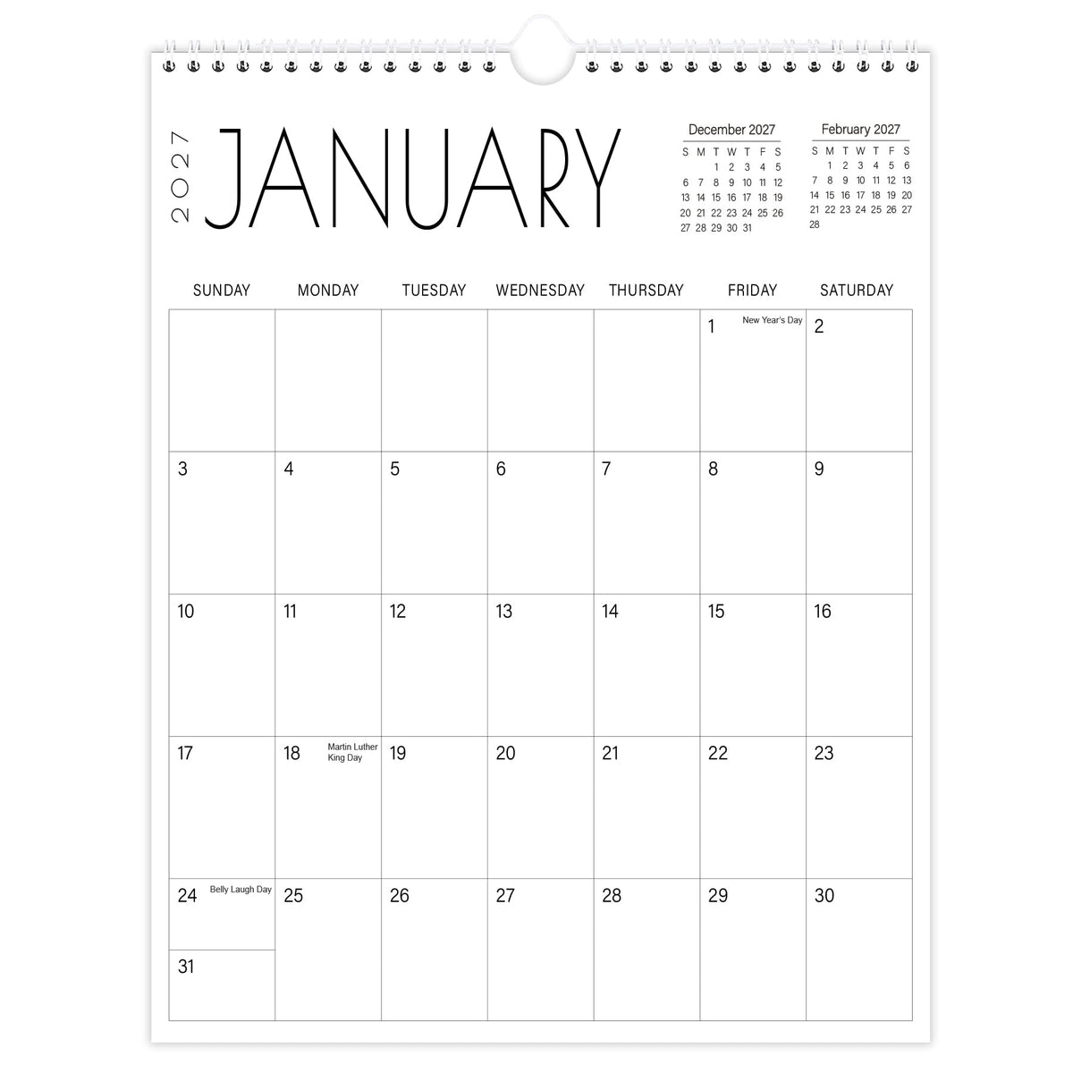 Calendar 2026-2027 - 17 Months Wall Calendar from September 2026 to December 2027, 11'' x 8.5'' Calendar 2026-2027 with Holiday Marked, Premium Paper for Organizing, Black Large Word