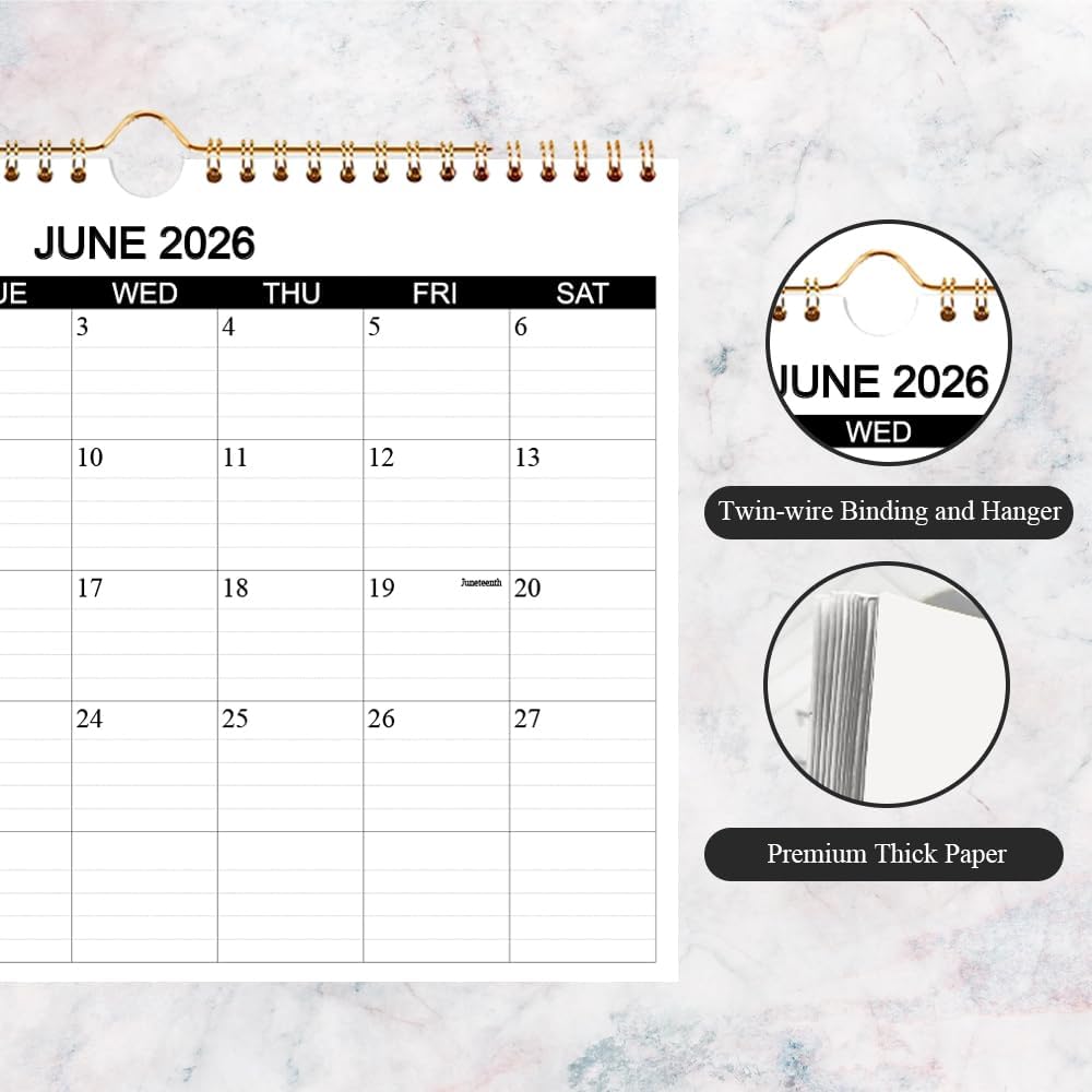 Calendar 2026-2027 - Wall Calendar 2026-2027 Runs from July 2026 to December 2027, 18 Months Calendar with Thick Paper for Planning at Home or Office, 8.5 x 11 Inch, Black