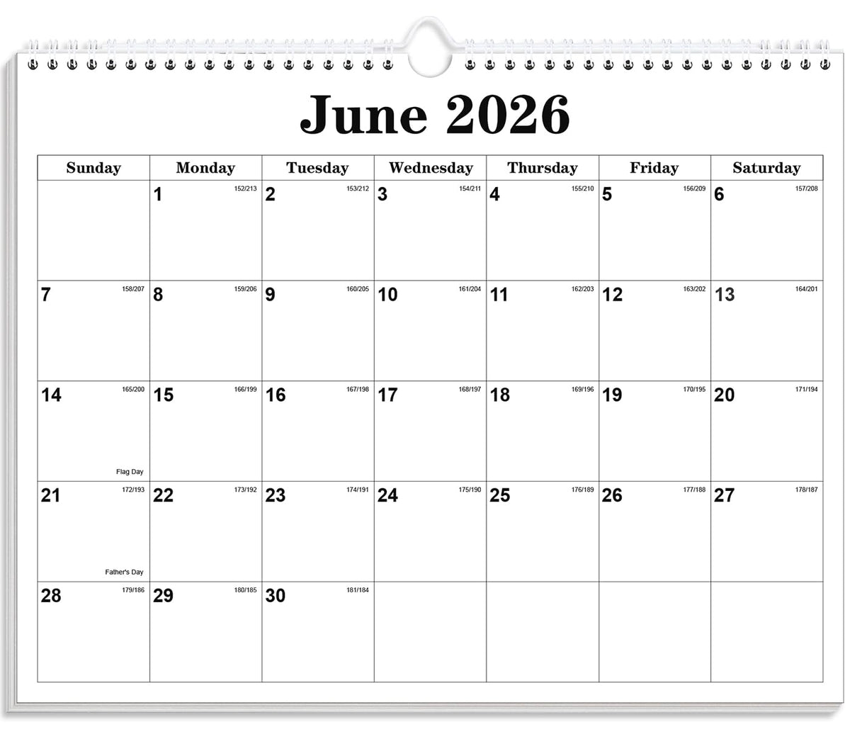 Calendar 2026-27 - Calendar 2026-2027 from July 2026 to December 2027, Spiral Binding Hanging Wall Calendar 2026 for Home/Office, 8.5" x 11", Black
