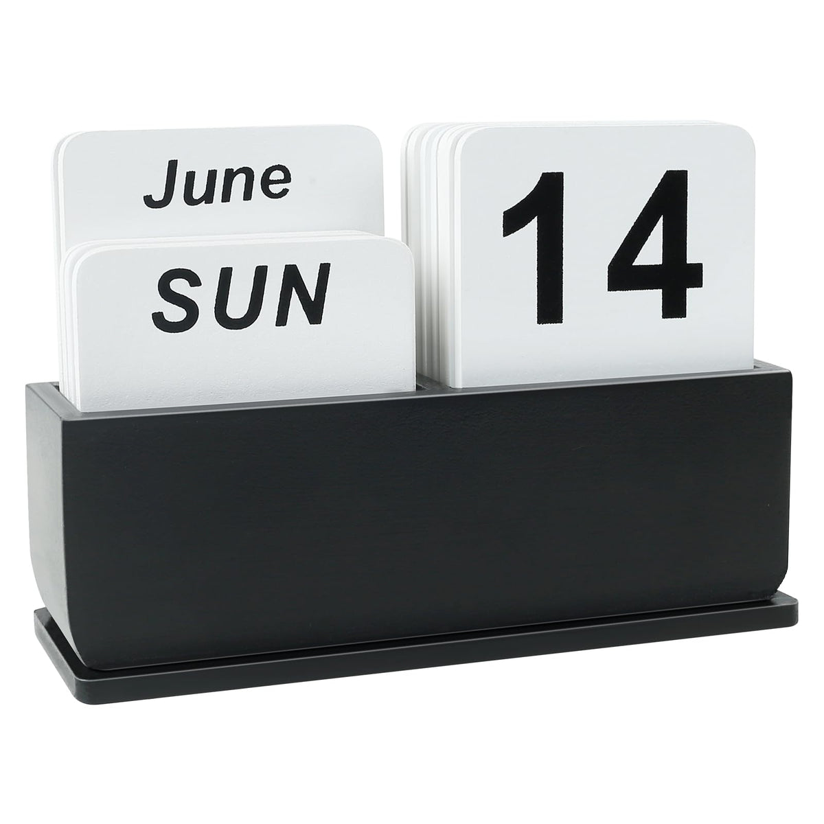 Wooden Block Perpetual Calendar for Desk, Daily Desktop Standing Flip Calendar with Large Display, Modern Farmhouse Aesthetic Desk Accessory for Home Office Decor, Reusable Yearly, Wood Grain