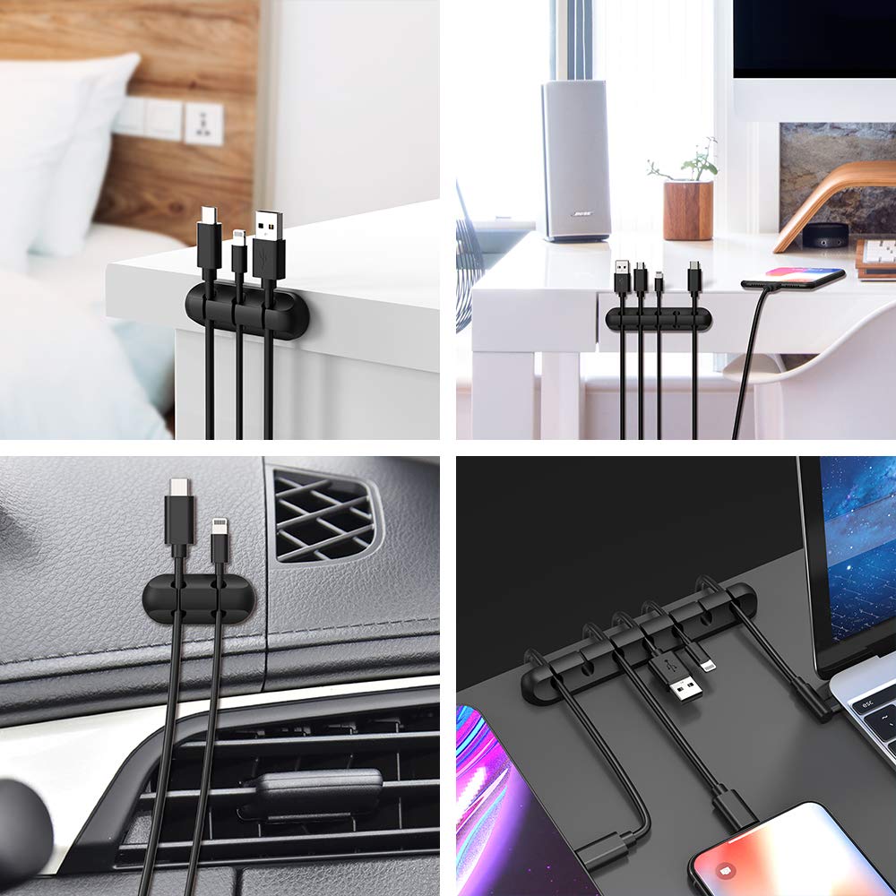 INCHOR Cord Organizer for Desk, Cable Organizer Cable Clips Holder Black