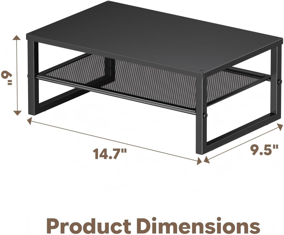 Ekisemio 2-Tier Computer Monitor Stand Riser, Desk Organizer for Monitor, Black