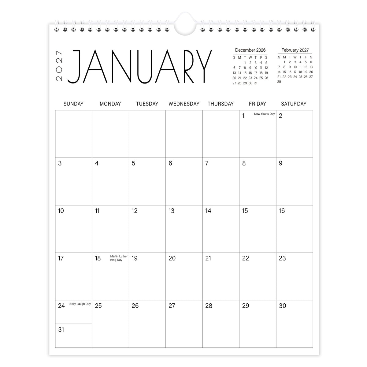 Calendar 2026-2027 - 17 Months Wall Calendar from September 2026 to December 2027, 11'' x 8.5'' Calendar 2026-2027 with Holiday Marked, Premium Paper for Organizing, Black Large Word