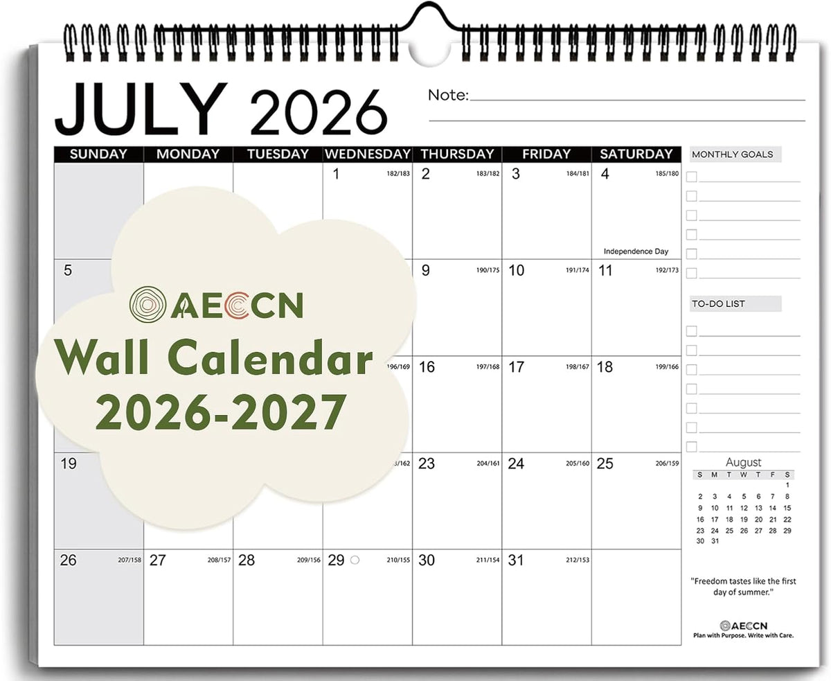 AECCN Wall Calendar 2026-2027, Jul 2026-Dec 2027, 14.4'' x 11.4''