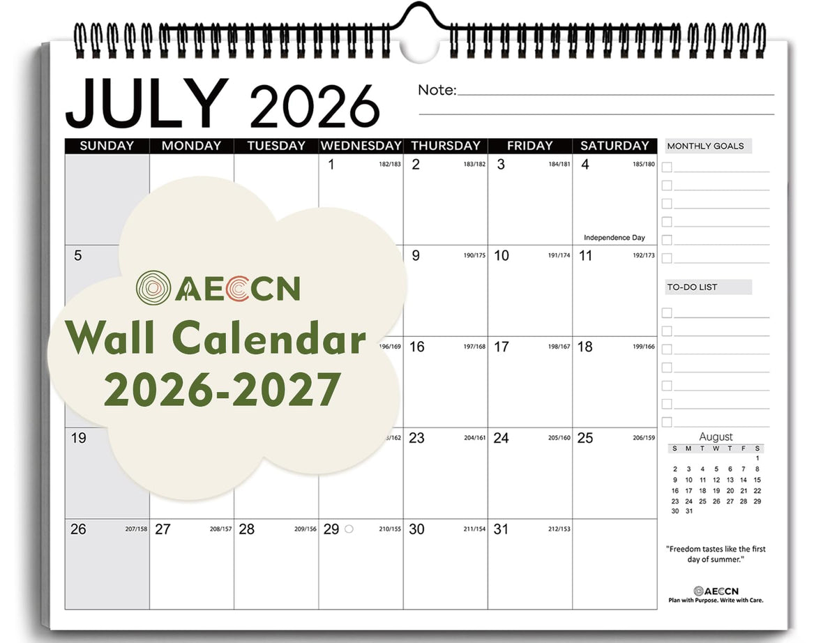 AECCN Wall Calendar 2026-2027, Jul 2026-Dec 2027, 14.4'' x 11.4''