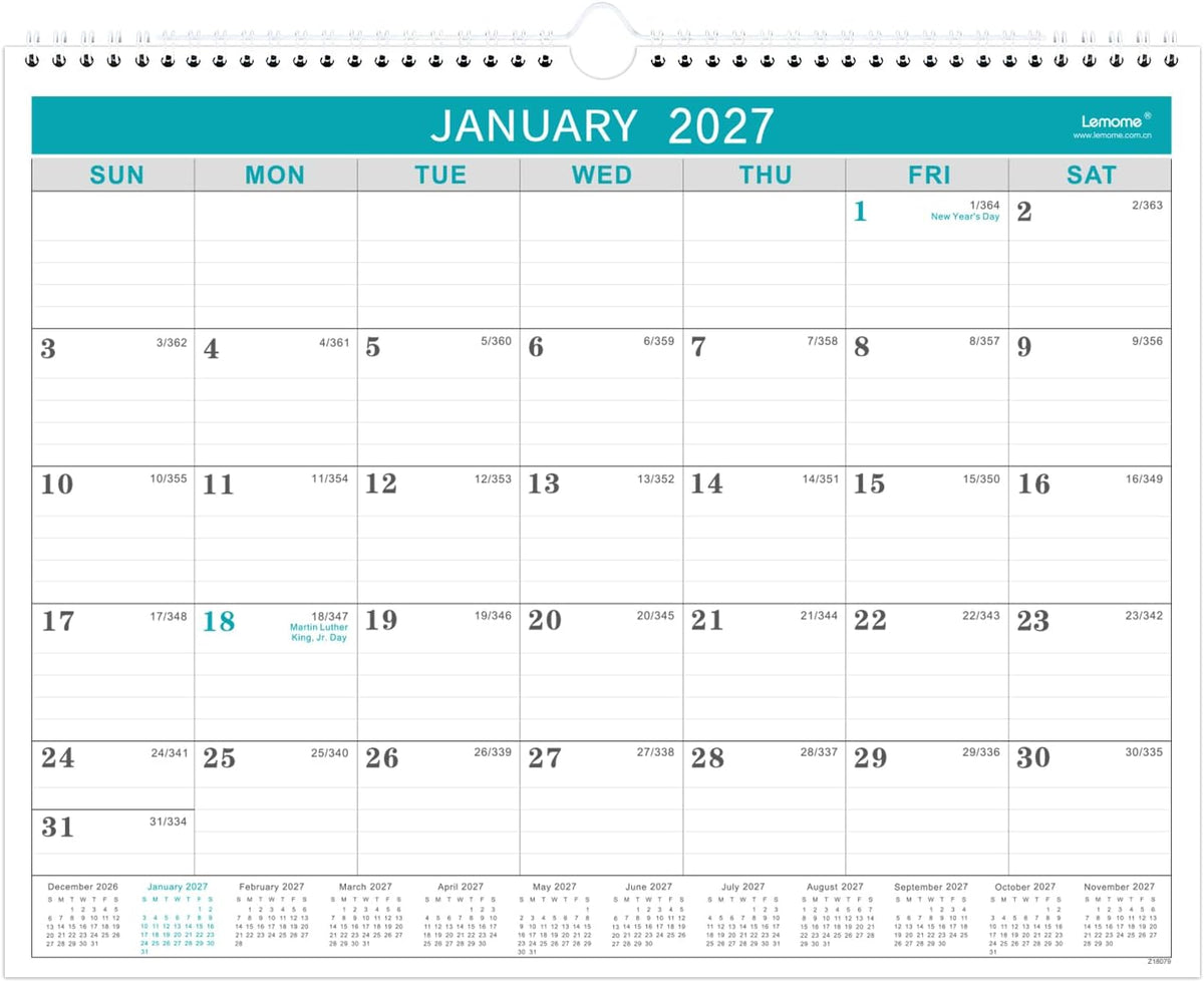 Calendar 2027, 12 Months from January 2027 to December 2027