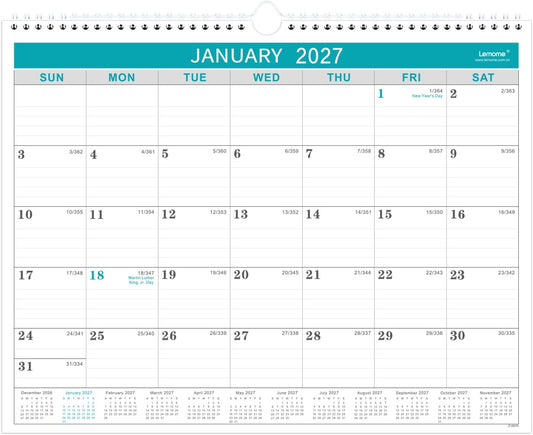 Calendar 2027, 12 Months from January 2027 to December 2027