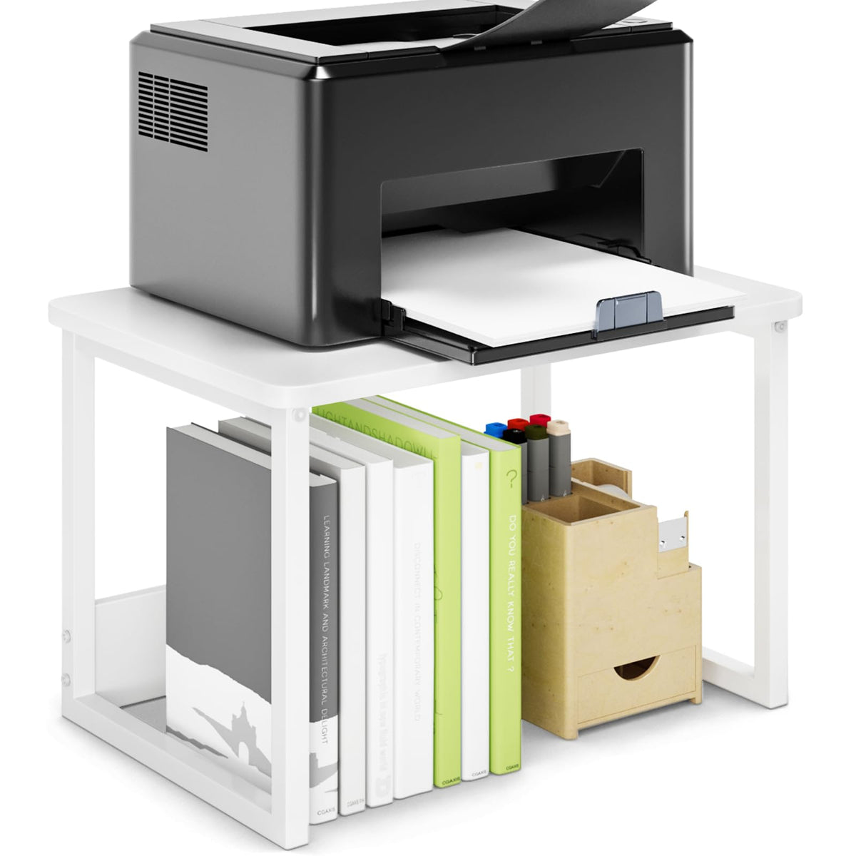 MARTY Desktop Printer Stand with Storage Drawer, Printer Riser for Desk