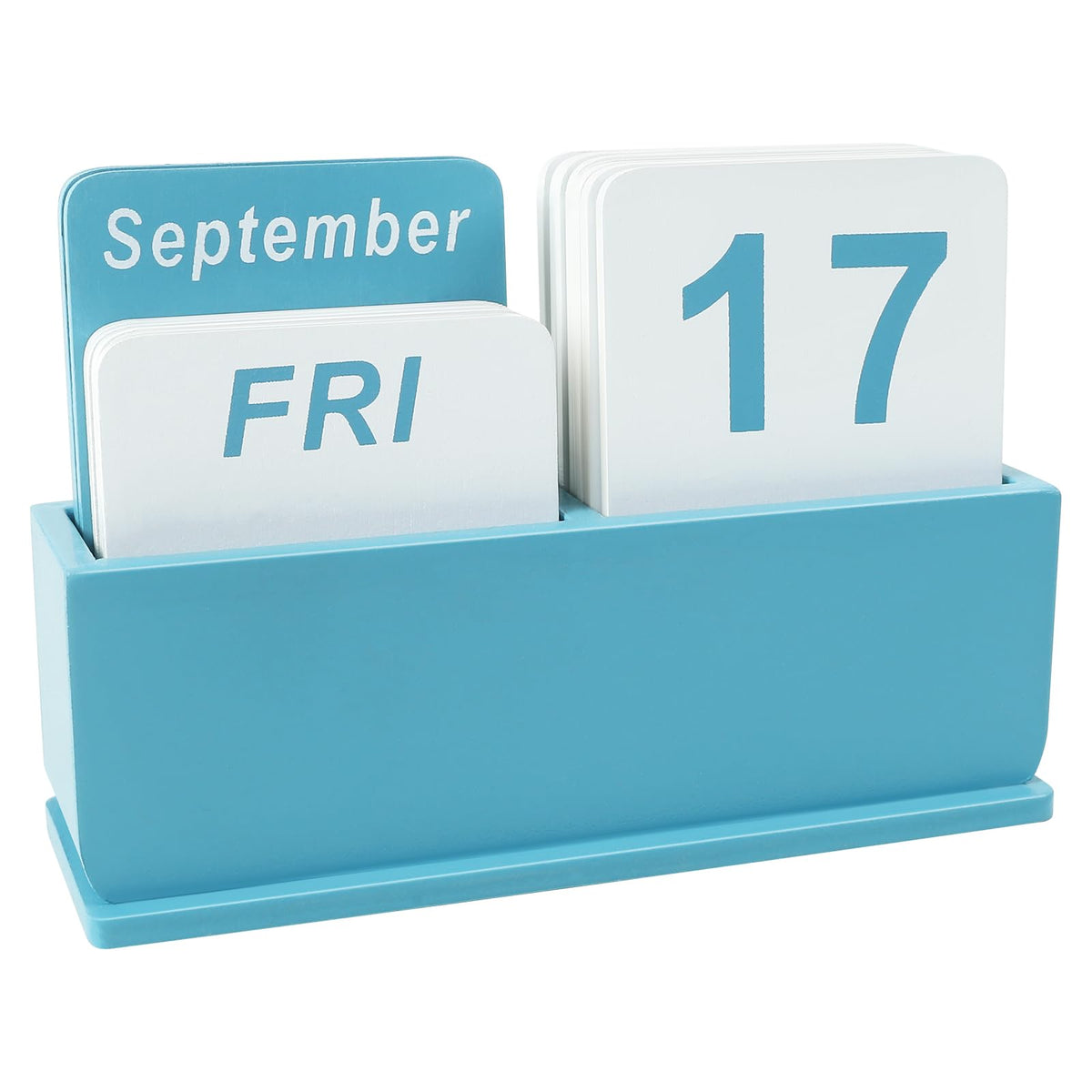 Wooden Block Perpetual Calendar for Desk, Daily Desktop Standing Flip Calendar with Large Display, Modern Farmhouse Aesthetic Desk Accessory for Home Office Decor, Reusable Yearly, Wood Grain