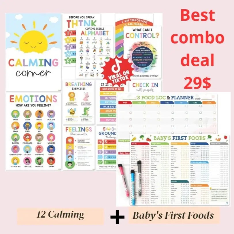 Baby's First Foods Tracker Fridge Magnet, Magnetic Meal Planner Checklist, Daily Food Log, Strong Stickiness on Refrigerators, Baby's Led Weaning Supplies Poster Daily Food Log Meal Planner Checklist 101 Foods Before 1 Checklist Dry Erase