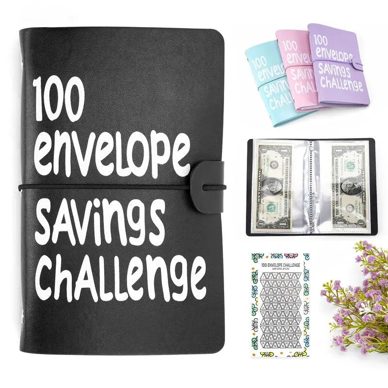 100 Envelope Saving Challenge Binder - Office Stationery Saving Tool, Budget Planner and Monthly Bill Organizer, Income Tracker, Expense Tracker, Finance Organizer, Savings Goal Setter, Birthday Gift Idea, Birthday Gifts