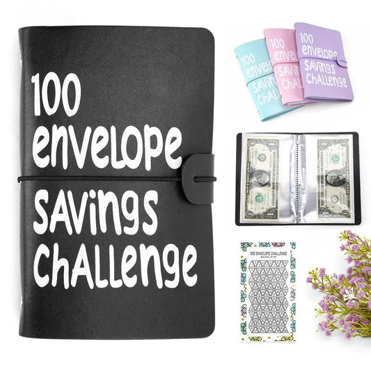 100 Envelope Saving Challenge Binder - Office Stationery Saving Tool, Budget Planner and Monthly Bill Organizer, Income Tracker, Expense Tracker, Finance Organizer, Savings Goal Setter, Birthday Gift Idea, Birthday Gifts